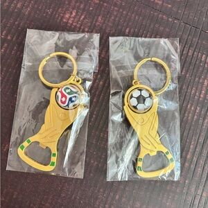 Gold Soccer Bottle Opener Keychain - Unbranded